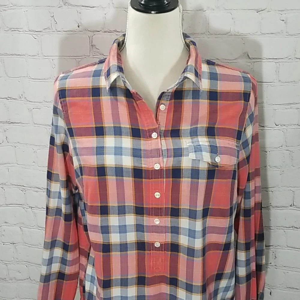 J. Crew Madras Plaid Popover